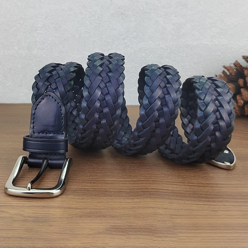 ベルトメンズ 匠の編み込み本革メッシュベルト
